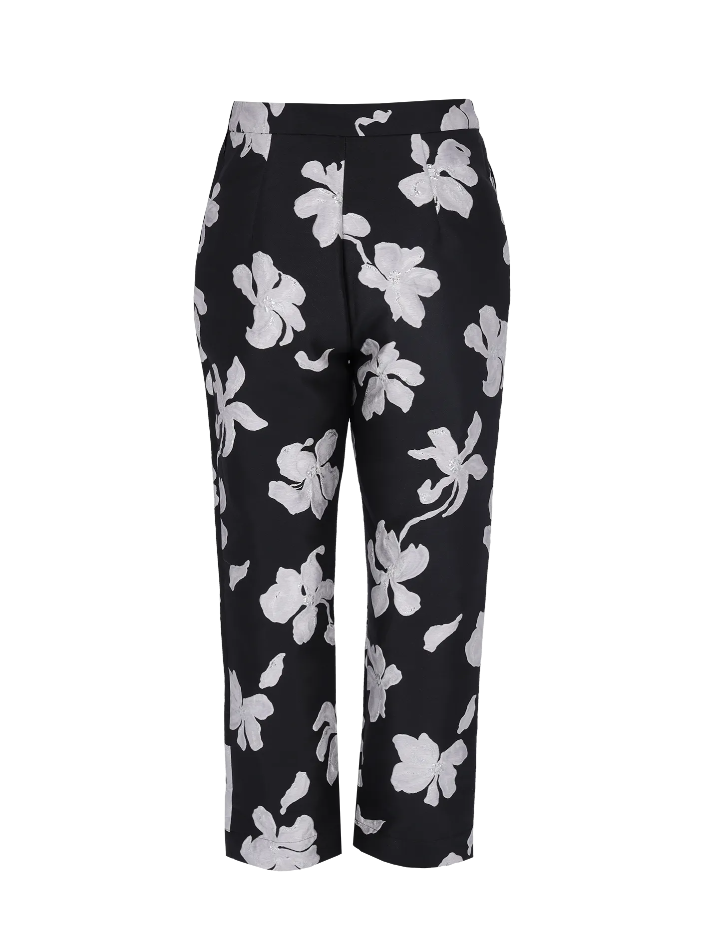 straight-leg jacquard trousers