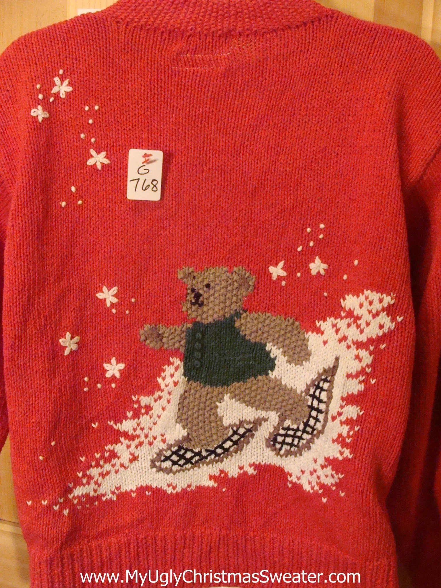 Tacky Light Up Christmas Sweater Bears Winter Sports Ski Sled Skate