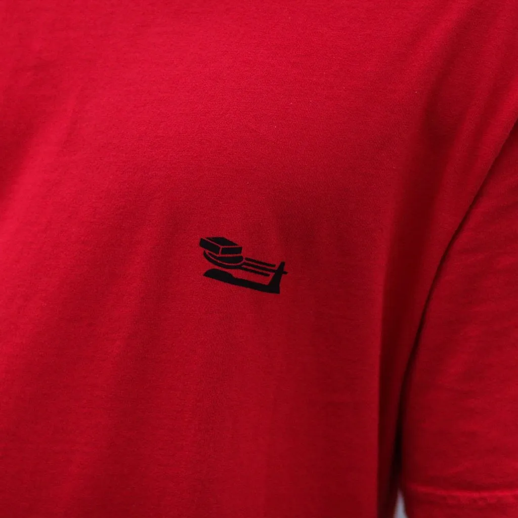 Triple Beam Long Line T-Shirt Red