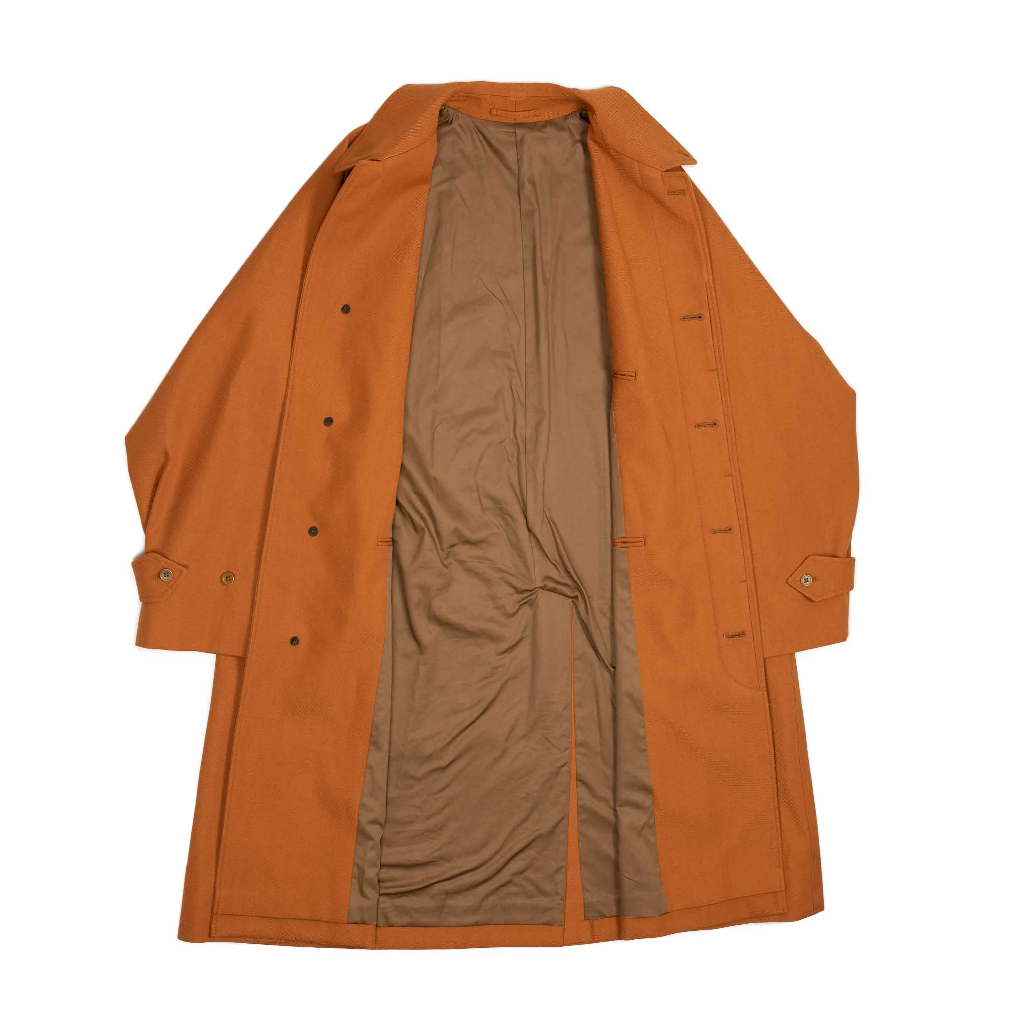 Walker Coat in burnt orange wool and cotton gabardine