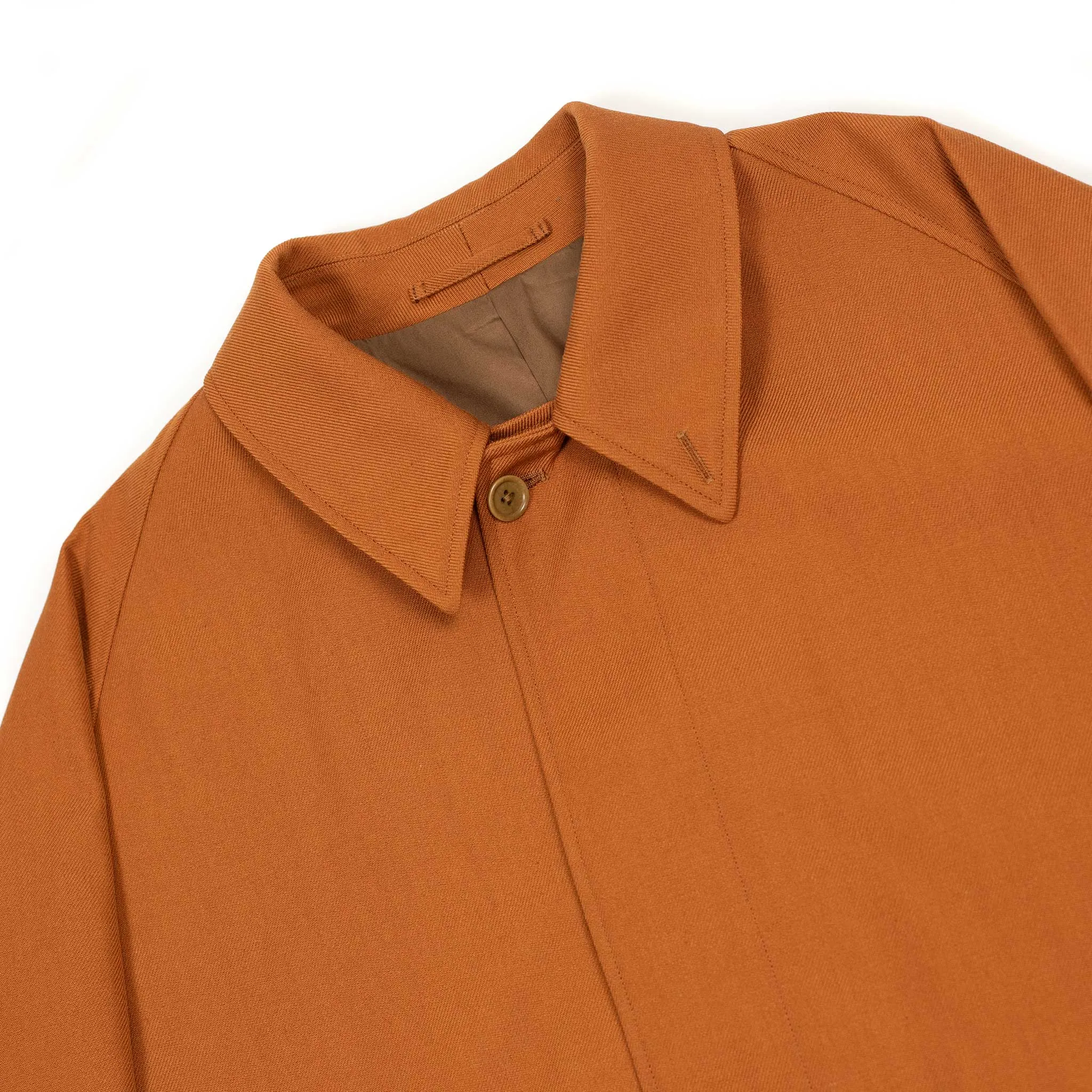 Walker Coat in burnt orange wool and cotton gabardine